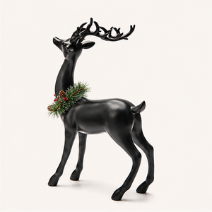Unique Matte Black Resin Reindeer Sculpture Elegant <b>Christmas</b> Elk Figurine For Tabletop Home Decor Nordic Style Festive Reindeer - Product Image 1