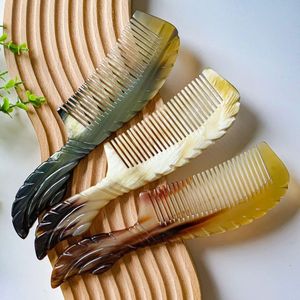 Genuine Horn Hair Comb Handmade Hair Detangling Wide Tooth <b>Beard</b> Grooming Comb Professional Salon Hair <b>Care</b> Accessory - Product Image 1