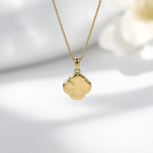 Collar con Colgante de Cuatro Hojas en Oro Amarillo Sólido de 18K para Mujer, Amuleto de Flor Minimalista, Fabricante de Joyería Fina Personalizada - Product Image 3