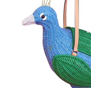 Handwoven Peacock Rattan <b>Storage</b> Basket Creative Bird Shaped Shoulder Bag Novelty Blue Animal Crossbody Purse for Women - Product Image 5