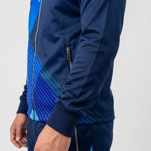 Conjunto Deportivo Techwear Azul Marino Oscuro para Hombre con Logotipo Personalizado, Chaqueta Holgada con Cuello Alto y Bolsillos con Ribete Circular - Product Image 4