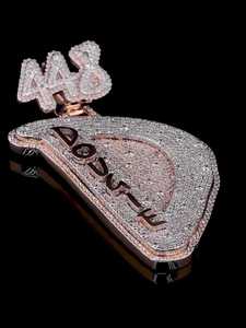 Colgante Unisex Personalizado con Nombre, Diamante Cultivado en Laboratorio, Plata de Ley 925, Chapado en Oro, Corte Brillante Redondo, Certificado GRA, Regalos - Product Image 4