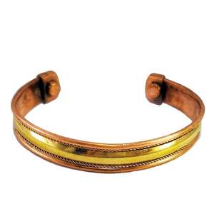 Bracelet de thérapie en cuivre et laiton véritable, taille unique, unisexe, approuvé par les médecins, idéal pour la mode, le yoga, la méditation, les soins de la peau, bijoux - Product Image 2