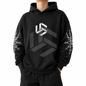 Sudadera con Capucha Personalizada para Hombre, Negra, de Invierno, Ecológica, Transpirable, de Forro Polar, Corte Regular, Informal, con Bolsillo Delantero - Product Image 1