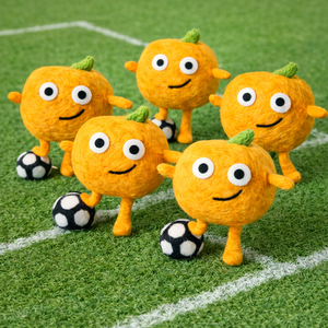 Juguete Waldorf Hecho a Mano de Fieltro y Hilo con Forma de Fruta Naranja y Balón de Fútbol para Niños, Juego en Interiores - Product Image 5