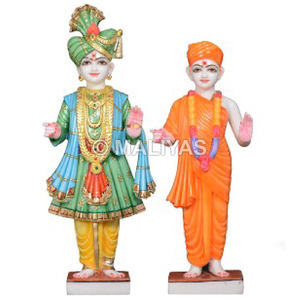 Murti del Mandir Swaminarayan |   Conjunto de Ídolos de Swaminarayan y Gunatitanand Swami en Mármol – Maliyas - Product Image 1
