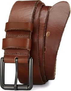 Cinturones de Moda de Cuero Vacuno Personalizados OEM para Hombre, de Cuero Genuino con Doble Hebilla de Aleación, Venta al por Mayor con Logotipo Personalizado - Product Image 2
