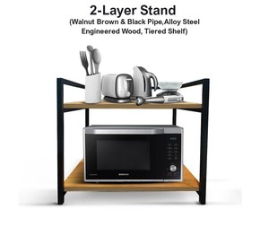 2 Tier Kitchen <b>Microwave</b> Stand Metal Frame Wood Countertop Storage Rack Organizer <b>Shelf</b> - Product Image 5