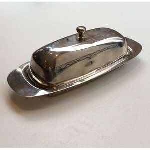 Vente en gros de beurrier vintage plaqué argent avec couvercle, élégant récipient à beurre en métal pour la cuisine et la salle à manger, prix d'usine - Product Image 1