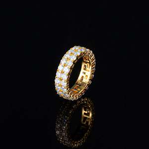 Trendy <b>Iced</b> Out VVS Moissanite King <b>Ring</b> Women's 925 Silver Eternity Band <b>Ring</b> Round Brilliant Moissanite Pave Setting Geometric - Product Image 4