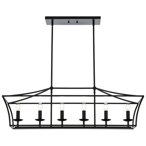 Illuminazione a 6 luci da cucina con grande lampadario lineare nero da pranzo tavolo da pranzo ciondolo Vintage a forma di candela - Product Image 1