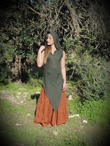 เสื้อคลุมมีฮู้ดสไตล์เอลฟ์ ผ้าฝ้ายทรงพิกซี่ ชายเสื้อแหลม สไตล์โบโฮ แฟรี่ เหมาะสำหรับงานเทศกาล เสื้อแขนยาวพลิ้วไหวสำหรับผู้หญิง - Product Image 2