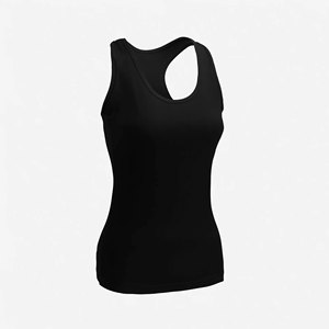 Camiseta sin mangas azul lisa para mujer, cuello redondo, transpirable, de poliéster tejido, para uso casual - Product Image 6