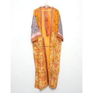 Robe Kimono Longue en Soie Élégante pour Femme, Imprimé Floral Indien, Vêtement de Nuit d'Été Luxueux, Couverture de Plage Respirante Non Tissée - Product Image 5