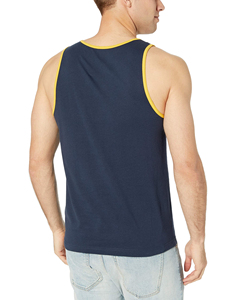 Débardeur en tricot perlé 100 % coton respirant à col mandarin de couleur unie pour homme, style décontracté, jaune moutarde - Product Image 3