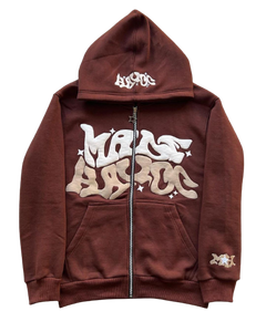 Sweat à capuche zippé violet Mars Attic pour homme, coupe oversize, en polaire, style streetwear, avec logo imprimé en relief sur le devant - Product Image 5
