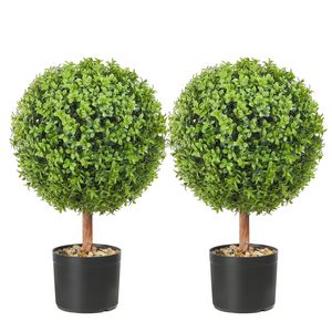 2x Sfere Artificiali di Bosso da 40,6 cm in PE, Decorazione da Giardino, Pianta Artificiale e Sfera Verde per Vaso - Product Image 1