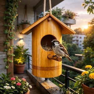 Nichoir pour oiseaux tropicaux ventilé en lattes de bambou, vente en gros |   Fait main Naturel - Product Image 4