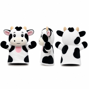 Marionnette de main en peluche personnalisée de haute qualité, modèle vache réaliste, accessoire pour raconter des histoires, pour théâtre - Product Image 4