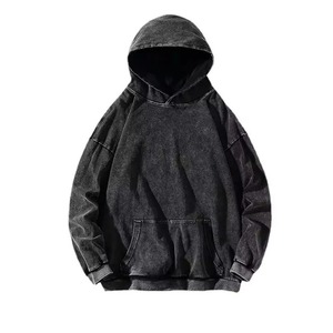 Sweat à capuche vintage oversize unisexe en coton épais délavé à l'acide, coupe courte personnalisée, style streetwear, fabrication OEM - Product Image 1
