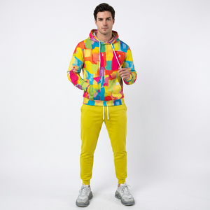 Survêtement à capuche color block pour femme, manches longues, pantalon à cordon, décontracté, pour le printemps, en polyester respirant - Product Image 6
