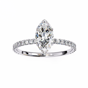 Anillo de Oro Sólido de 10K, 14K, 18K con Diamante Cultivado en Laboratorio de Corte Marquesa de 1 Quilate, Anillos de Compromiso, Boda y Aniversario - Product Image 4