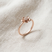 Cincin Berlian Buatan Laboratorium 14K Warna Rose Gold Bentuk Bunga untuk Wanita, Hadiah Pernikahan & Ulang Tahun