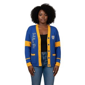 Sigma Gamma Rho Striped Knitted <b>Cardigan</b> Sweater Custom Greek Letter Knitwear Button Front Casual Fashion Sweater Apparel - Product Image 1