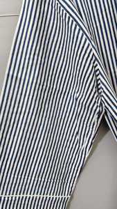 Bata larga a rayas para mujer, 100% algodón, manga tres cuartos, cuello en V, cierre con cordón, ropa de dormir informal - Product Image 3