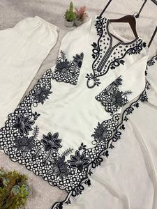 Tenue de l'Aïd : Haut brodé à sequins, Salwar Farshi avec Dupatta, infroissable, réversible, extensible et à séchage rapide - Product Image 5