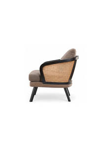 Fauteuil rembourré moderne de style mid-century avec coussin en tissu et pieds en bois massif pour le salon, meubles de maison - Product Image 5