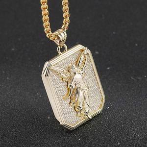 Collier en argent plaqué or avec cristal moissanite et acier inoxydable 925, pendentif pour homme, bijoux hip-hop - Product Image 5