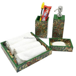 Ensemble d'accessoires de salle de bain 4Pcs Ensembles de salle de bain aspect marbre pour comptoir toilettes appartement décor trucs - Product Image 4