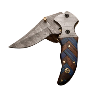 High Grade Folding Pocket Knife 7" Handmade Damascus Pocket Knife Camping Folding Blade With Damascus Bolster - Product Image 2