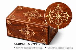 Handcrafted Rosewood Cremation Urn Engraved Floral <b>Memorial</b> Ashes <b>Box</b> handmade urn <b>box</b> - Product Image 3