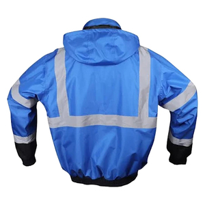 High Visibility <b>Winter</b> Safety Bomber Jacket with Fleece Collar Waterproof Reflective Polyester Plus Size 10 Pockets - Product Image 3
