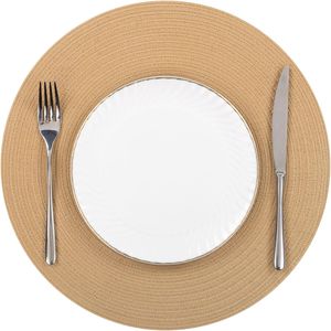 Set of 6 15 Inch Round Braided Cotton Polyester Heat-Resistant Placemats Washable <b>Table</b> <b>Mats</b> for Dinner Party - Product Image 1