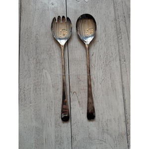 Mirror Polish Stainless Steel Spoon And Fork Salad Serving Cutlery <b>Sets</b> 2 Pcs Custom Logo Print Sustainable & Eco Friendly - Product Image 5