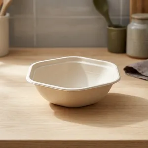 Tazón Hexagonal Desechable de 180 Pulgadas, Moldeado en Pulpa, Ecológico, Compostable, para Servir Alimentos en Fiestas, el Más Popular - Product Image 3