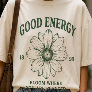 Camiseta de Mujer Casual Oversize con Cuello Redondo, Hombros Caídos, Manga Media, Transpirable, Tejida, con Estampado por Transferencia Térmica, 100% Algodón, 180g - Product Image 5
