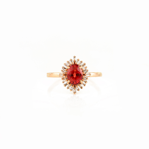 Anillo Minimalista de Oro Rosa K14 con Zafiro Naranja y Diamantes, Diseño Personalizado de Última Moda, para Uso Diario, Proveedor de Joyería - Product Image 1
