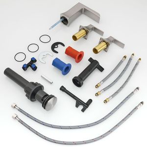Grifo de lavabo de baño de 8 pulgadas de ancho, níquel cepillado, con desagüe de 3 orificios y doble manija, grifo de baño de 8 pulgadas de ancho - Product Image 6