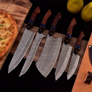 Ensemble de couteaux de cuisine en acier Damas faits à la main avec manches en bois, ensemble de couteaux de chef professionnels pour la vente en gros, OEM et marque privée - Product Image 1