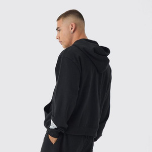 Pulls à capuche personnalisés en gros pour hommes, coupe oversize et carrée, avec appliqué à bords bruts, en molleton 100% coton, design numérique, dernière collection hiver, pour le marché mondial - Product Image 5