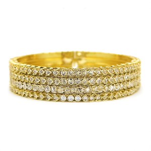 Gold Plated Crystal Stone <b>Bangles</b> <b>Set</b>-Elegant Crystal Bracelets - Product Image 2