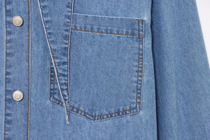 Chemise en jean pour femme 2026 à col mandarin en polyester, coupe droite, manches longues, décontractée d'été, boutonnée sur le devant, qualité supérieure pour le bureau - Product Image 5