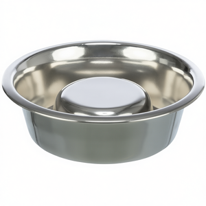 Ciotola per animali domestici in acciaio inossidabile a lenta alimentazione, 0,6 L, diametro 17 cm, per cani e gatti - Product Image 2