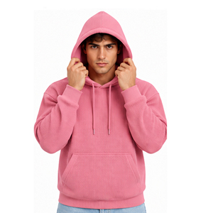 Sudadera con Capucha de Punto Waffle para Hombre, Informal, de Manga Larga, Térmica, para Deportes de Invierno, Ropa Urbana, Sudadera con Capucha Personalizada, Ropa al por Mayor - Product Image 4