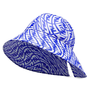 Chapeau Bob Unisexe à Motif Géométrique Bleu, Chapeau d'Été Décontracté de Plage à Large Bord pour Adulte en Polyester Non-Tissé - Product Image 1