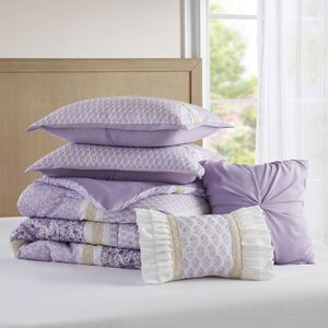 Full/Queen Seersucker <b>Comforter</b> <b>Set</b> with 5 Throw Pillows 5 PCS Premium Bedding Ensemble - Product Image 5